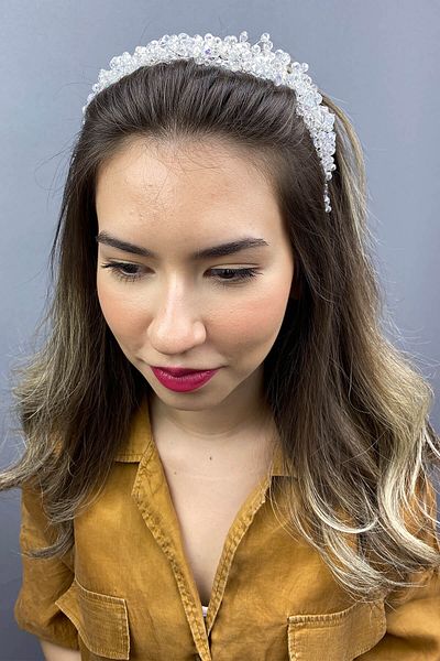 Hayalperest boncuk Transparent White Asian Crystal Bridal Hair Accessory