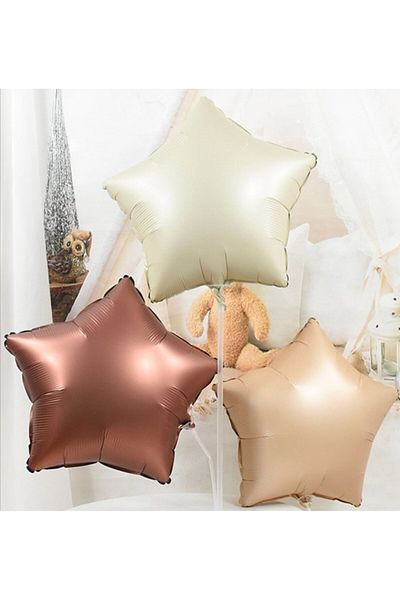 ZENVİVA 3 Pieces 18 Inch Cream, Beige, Caramel Star Foil Balloon Set