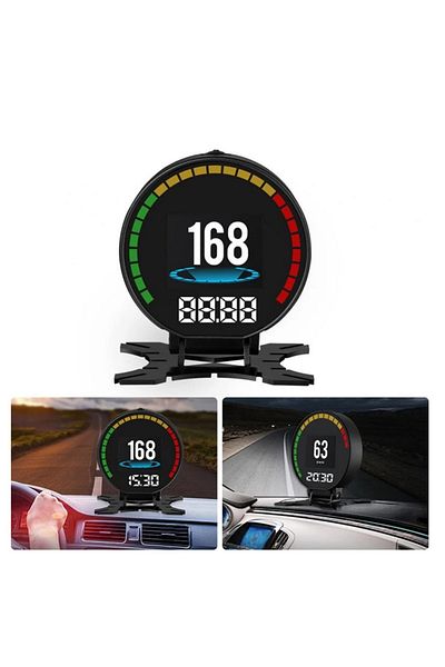 divendi-ro On-board diagnostic and information display on windshield, digital OBD2 HUD, with alarms, black