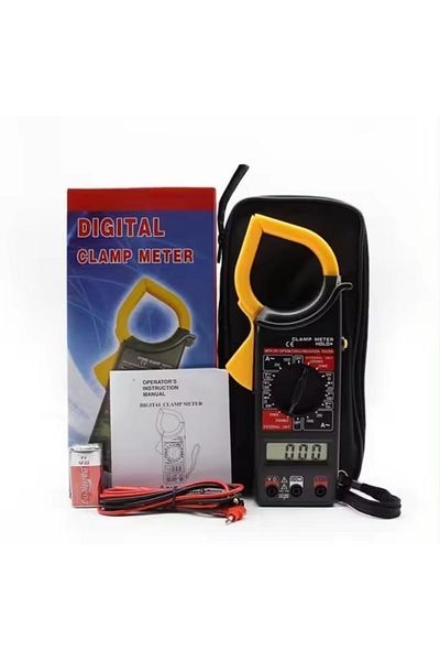 divendi-ro Digital rangefinder with clamp and lanyard with LCD display, black and yellow