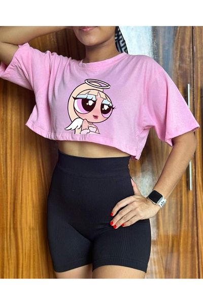 LUNAVISTA Casual Cartoon Printed Round Neck Short Sleeve T-Shirt Shorts Set