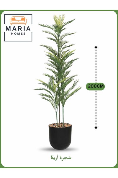 MARIA HOMES Artificial Areca Palm Tree 200 cm – Tall Decorative Indoor Plant with Black Pot