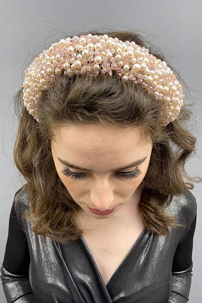 Hayalperest boncuk Leal Curved Crystal and Pearl Bridal Hair Accessory