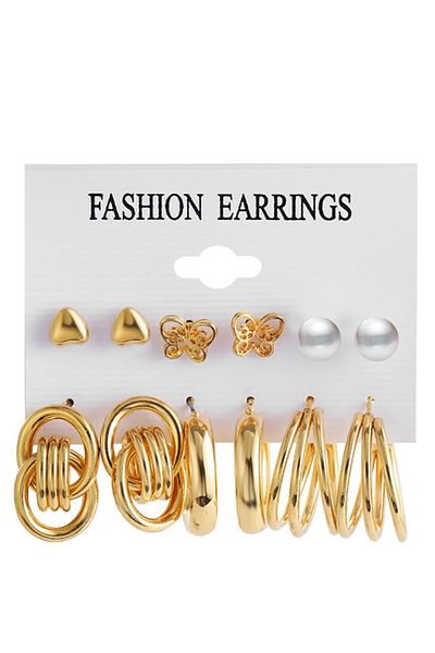 Chiccy Pearl and Ring 12 Piece Earring Set