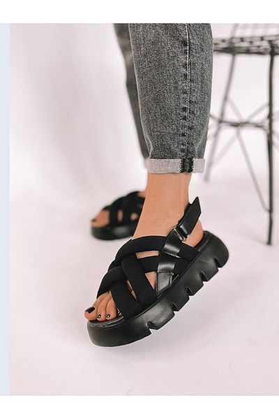 LİNA SHOES Almira Black Women's Sandals
