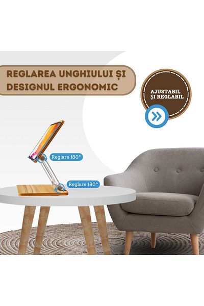 iDock Elegance Tablet and Laptop Stand, 7-13 inch, Adjustable, Aluminum and Bamboo