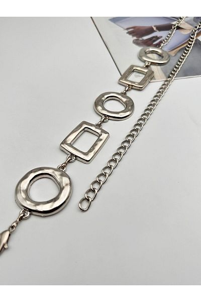 Desre Moda Silver Buckle Chain Belt Dress Belt Shirt Belt Coat Belt