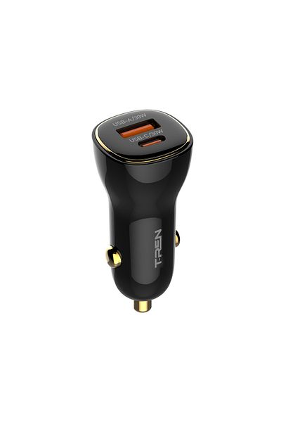 TREN شاحن سيارة سريع 60 واط بمنفذي USB وType-C لشحن سريع وآمن لأجهزتك أثناء التنقل