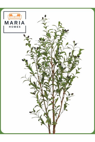 MARIA HOMES Artificial Olive Tree 155 cm – Indoor Decorative Plant with White Pot
