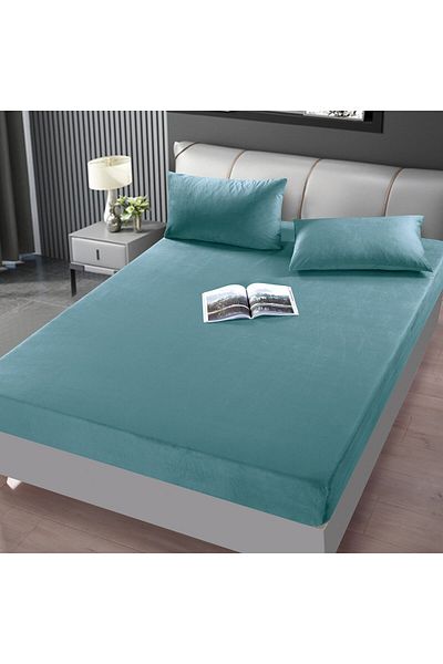 FIONNA.RO Velvet Pillowcase with Elastic and Pillowcases 180x200cm - Light Turquoise