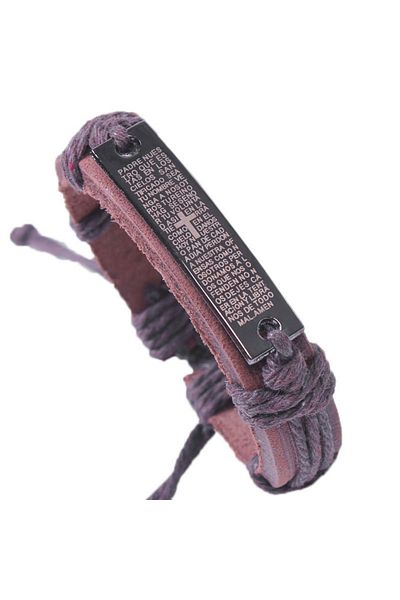 OEM Christian leather bracelet, Brown