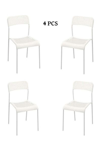 Generic Modern design dining chair set for home and office, consisting of 4 chairs, color: white