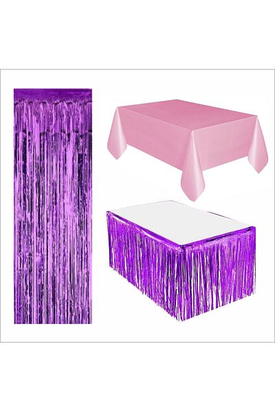 ZENVİVA Pink Tablecloth, Purple Table Skirt, Purple Backdrop