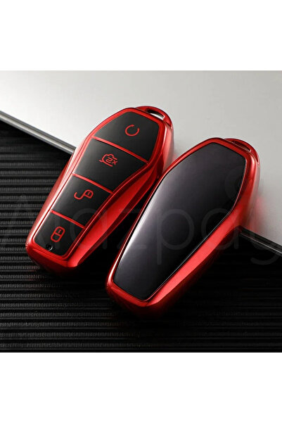 Alazpay Husă pentru chei BYD Atto 3 Seal U, lucioasă, din TPU (roșu - 1 bucată)