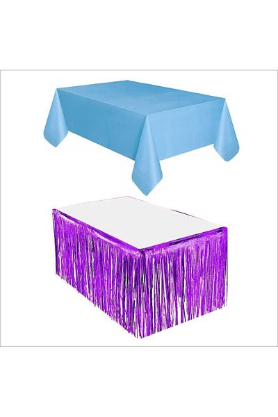 ZENVİVA Blue Tablecloth, Purple Table Skirt, Purple Background