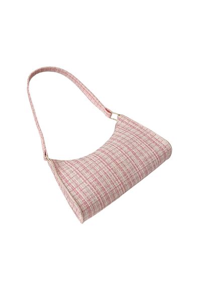 OEM Baguette bag, textured check pattern - Pink