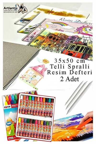 Artlantis 24 لونًا من أقلام الباستيل فاتيه مقاس 35 × 50 سم دفتر رسم بقلم البا...
