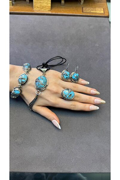 Gümüşhanesi Firuze taşlı otantik gümüş set