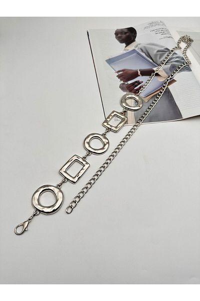 Desre Moda Silver Buckle Chain Belt Dress Belt Shirt Belt Coat Belt