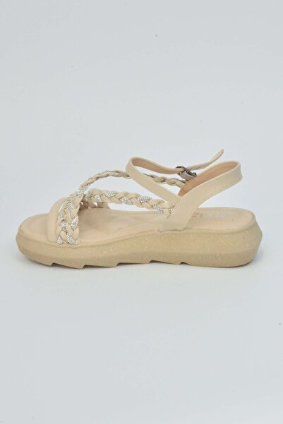 Beyazıt Stoned Braided Strap Buckle Sandals 120