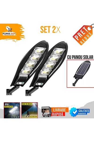 OEM SET 2 x Street Lamp 1200W, Solar Charging, 65 CM