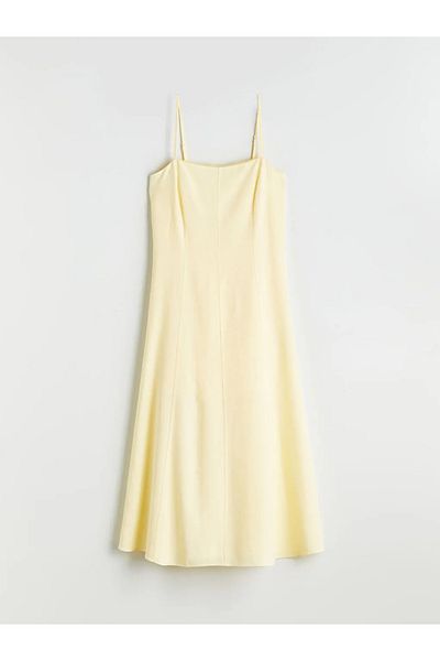 LC Waikiki Lcw Vision Sari Square Neck Linen Blend Dress