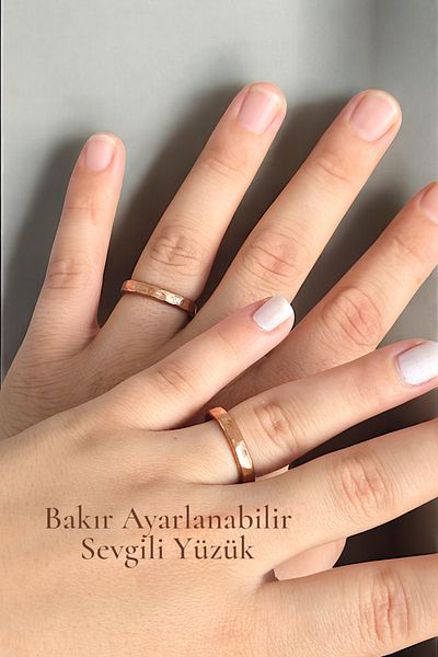 NBS Beautiful Naturel Stones Dear Adjustable Handmade Copper Ring Heart to Heart (Fits All Fingers)