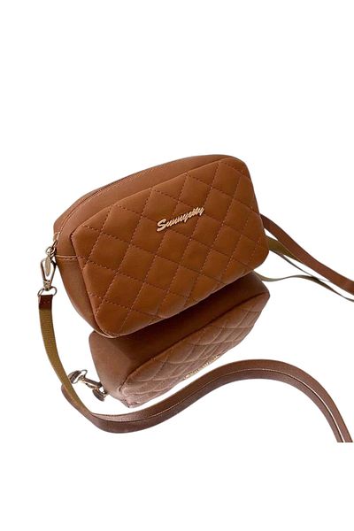OEM Korean Style Women's Bag, Diamond Stitch Pattern - Brown