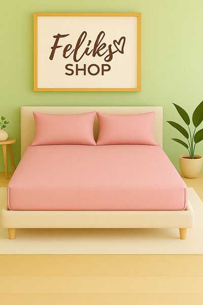 Home Double Fitted Sheet Set 180X200 |   70% Cotton Ranforce Fabric |   2 Pillowcases"