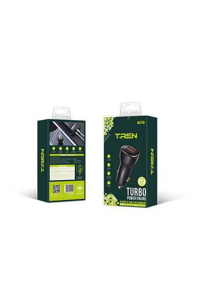 TREN شاحن سيارة سريع 60 واط بمنفذي USB وType-C لشحن سريع وآمن لأجهزتك أثناء التنقل