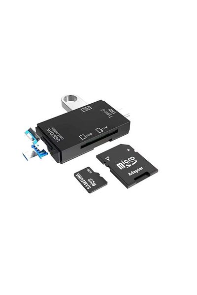 Welora SD Memory Card Reader, MicroSD/TF with USB, USB Type-C 3.1, Micro USB - White