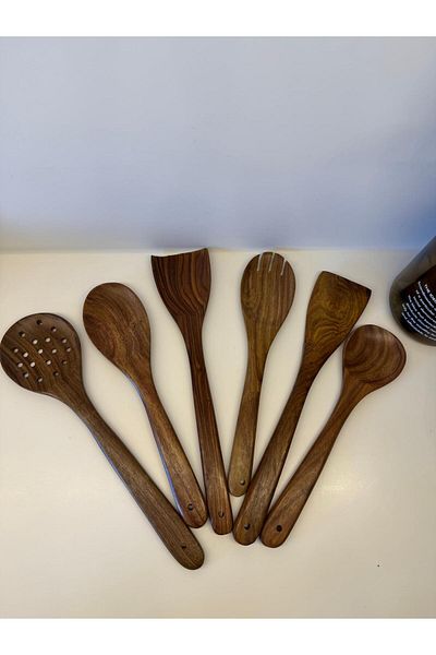 BUCOLIC Set of 6 Wooden Kitchen Spoons – the Elegance of Nature