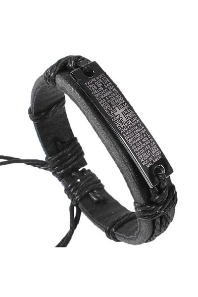OEM Christian leather bracelet, Black