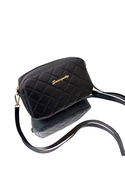 OEM Γυναικεία τσάντα κορεατικού στιλ, μοτίβο ραφής διαμαντιού - Μαύρη 20x12x6 C