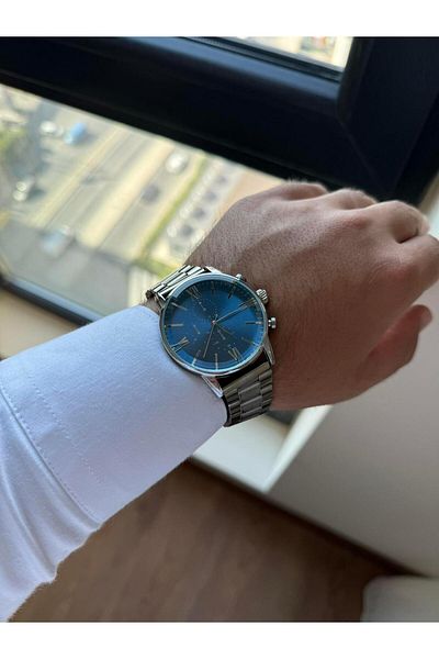 RoseandRoses Homnes Design Case Men's Watch Silver (Blue Dial)