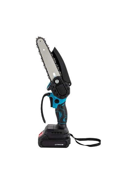 divendi-ro Cordless mini electric chainsaw with 2 blades of 4" and 6", 4 chains, 2 batteries 1300mAh and 300W