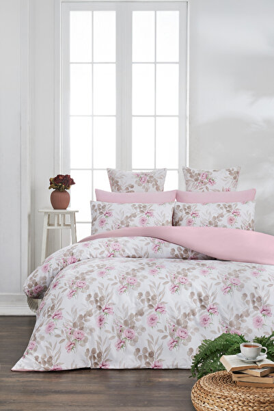 Sheri Home Lastikli Çarşaflı Nevresim Takımı Çift Kişilik Garden BEYAZ