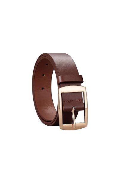 OEM Men's Belt, Black, Pu Leather, Casual, With Galvanized Buckle, Brown - 100 C