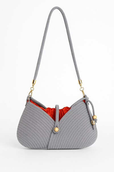 Timeless Handmade Knitted Crossbody Bag - Double Color - Drawstring with Chain Strap