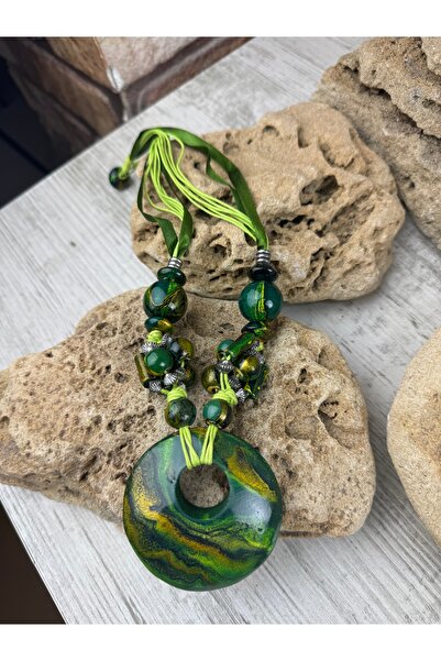 SEDEF TAKI Ahşap el boyaması tasarım kolye