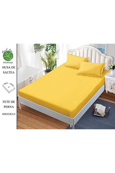 FIONNA.RO Elasticated Duvet Cover and Pillowcases in Finet UNI 180x200cm - Yellow