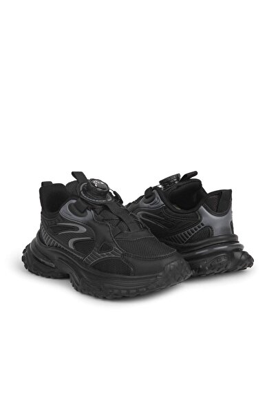 BUCKHEAD 3053 Smart Lace-Up Flex Foam Sole Unisex Children's Shoes. Black