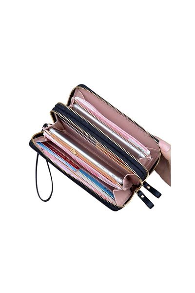OEM Long double wallet for women, fashion & classic, - Black
