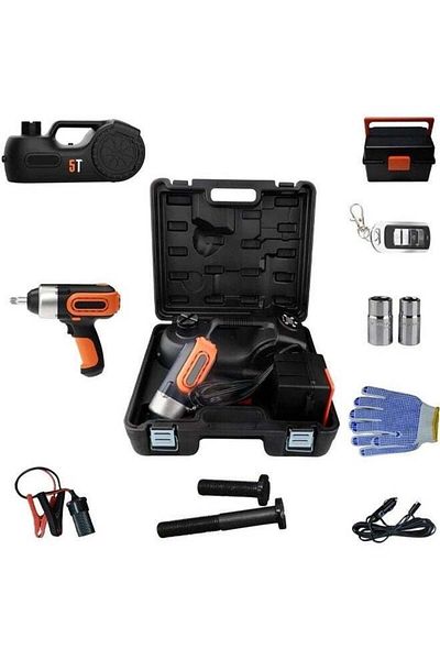 Generic 5 Ton Hydraulic Electric Car Jack, Portable Floor Lifting Kit with Electric Impact Wrench