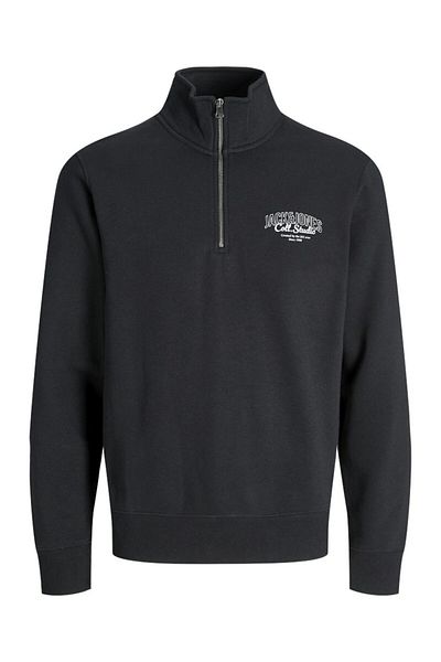 Jack & Jones Men's Black Jjmakoto Halfzip Sweat Sweatshirt 12278608-Black