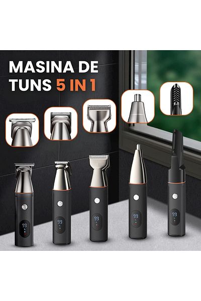 Lommad 5in1 Hair Trimmer and Shaving Machine, Hair, Beard, Nose, Body, Stainless Steel Blades, LED, Water Resistant, Gift Cape