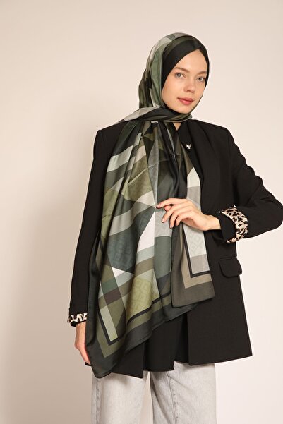 BERCHEM SCARF Kel Double Sided Soft Tone Geometric Pattern Silk Shawl