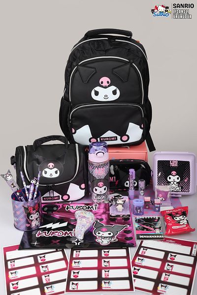 kuromi New Season Licensed Leather School with Dekomus, Premium Leather Nutrition and Pen Bag with Thermos