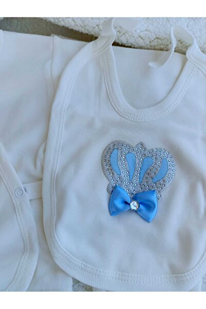 Bilge Trend New Born Baby Crowned Hospital Exit Zibin Set, Baby Gift