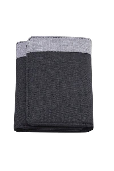OEM Compact trifold canvas wallet, contrast design, Black